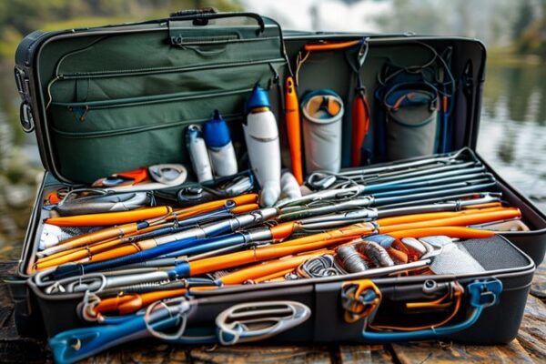 Organized fishing tackle box with AI-powered tackle tracking