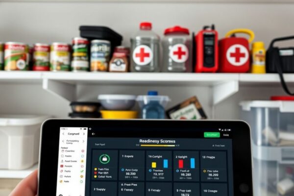 Prepper readiness score dashboard showing AI-powered emergency preparedness rating